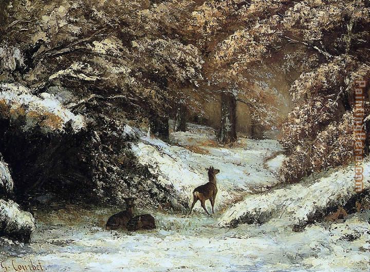 Gustave Courbet Deer Taking Shelter in Winter